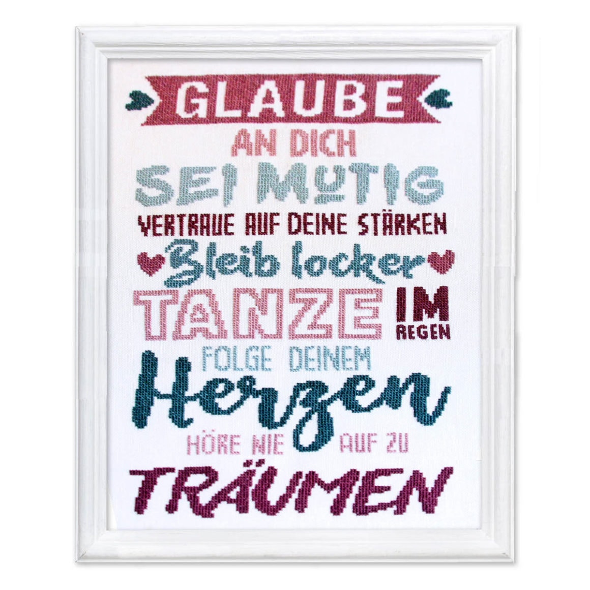 Stickvorlage Glaube an dich für Kreuzstich von Schrägstich Design