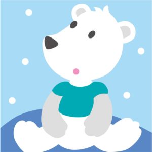 Sticken für Anfänger: Kinder sticken einen niedlichen Eisbär