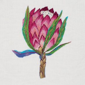 moderne Protea in Pink sticken | über Zur Lila Pampelmuse