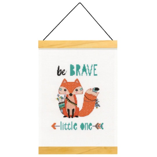 Niedlichen Fuchs sticken mit Spruch "Be brave little one" als Banner | über Zur Lila Pampelmuse