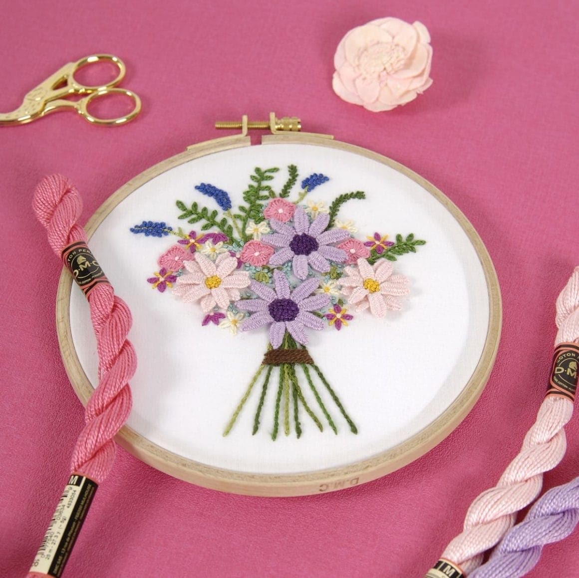 AxiangziK Kreuzstich Kissen Set - Vorgedruckte Tulpen Stickerei 45x45cm